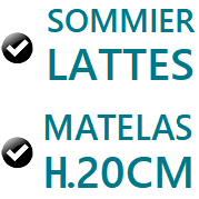 Sommier à lattes XL breveté RENATONISI et Matelas de 20cm d'épaisseur inclus.