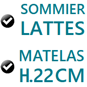 Sommier à lattes XL breveté RENATONISI et Matelas de 22cm d'épaisseur inclus.