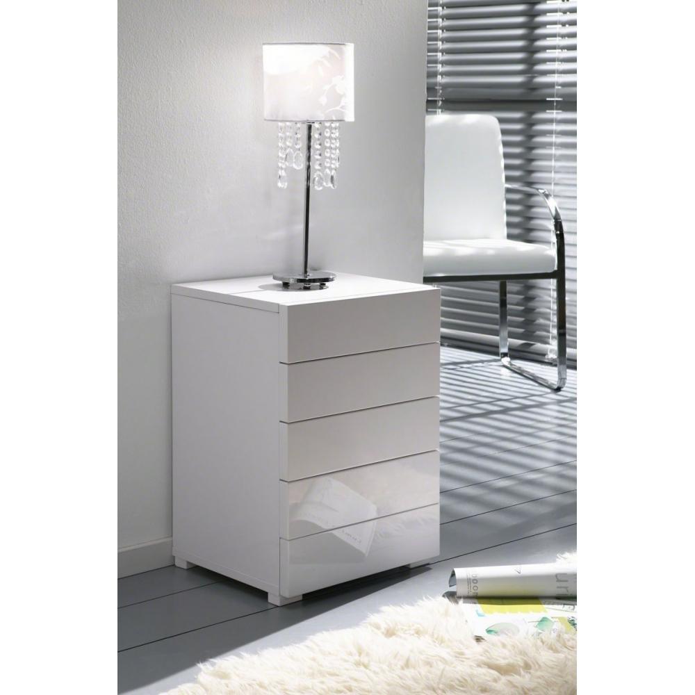 Commode Laquée Blanche Design 5 Tiroirs