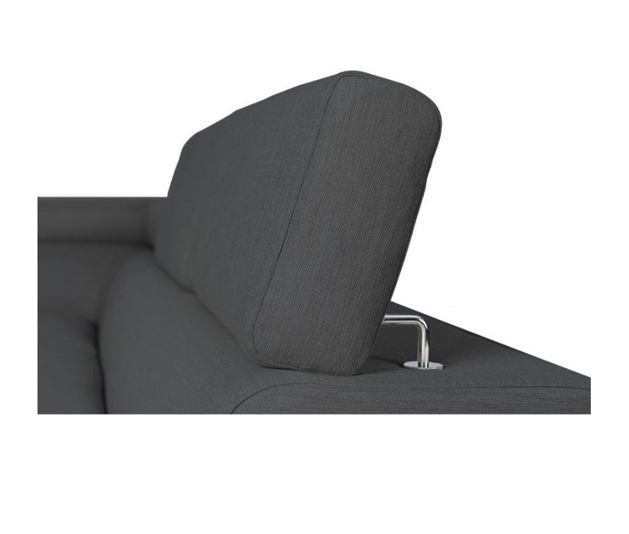 Canapé méridienne coffre droite RINO convertible gris graphite pieds laqués noir