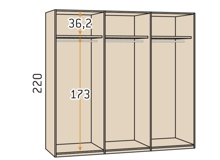 Armoire blanche 288,4 x 60 x 220 cm structure standard 6 portes kubica