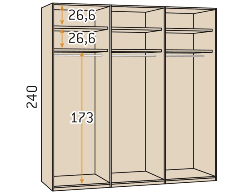 Armoire 6 portes Kubica 298,4 x 240 3 tiroirs Couleur Polar Cobalto Basalto Blanco Gris Pizzara Laquées  