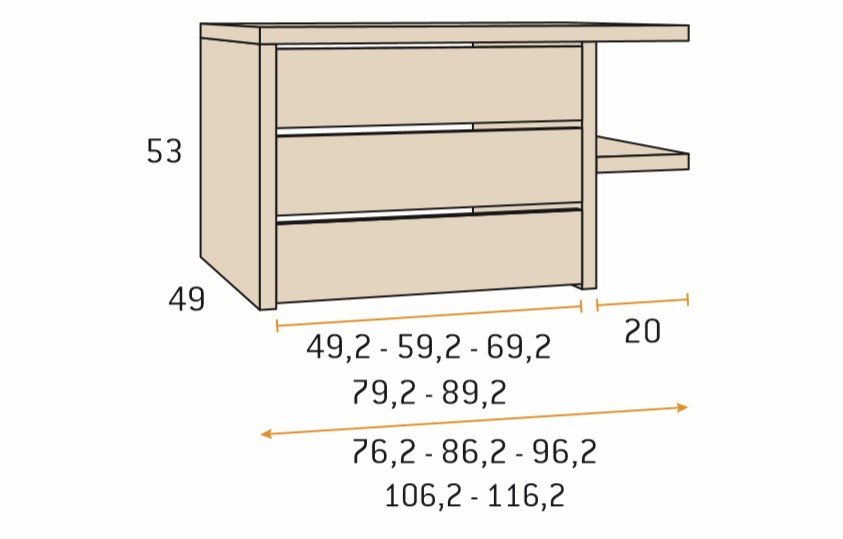 Armoire 6 portes Kubica 298,4 x 240 3 tiroirs Couleur Polar Cobalto Basalto Blanco Gris Pizzara Laquées  