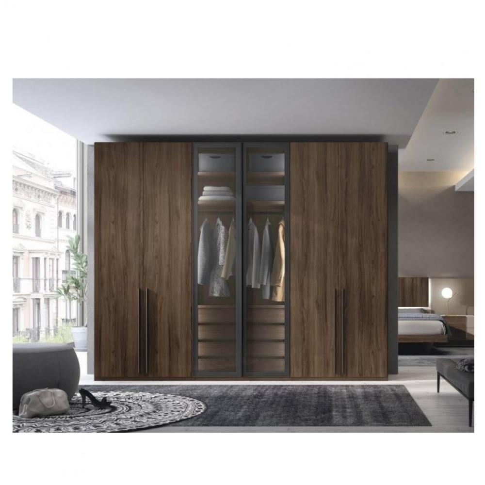 Armoire 268,4 x 220 cm couleur Legend Pizzara 4 portes lisses 2 portes claires poignée barra 