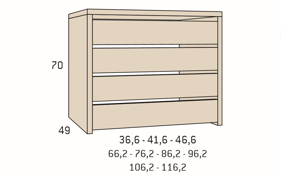 Armoire 6 portes poignée Perfil standard  298,4 x 220 cm 4 tiroirs couleur Tundra Pizzara Laquée 