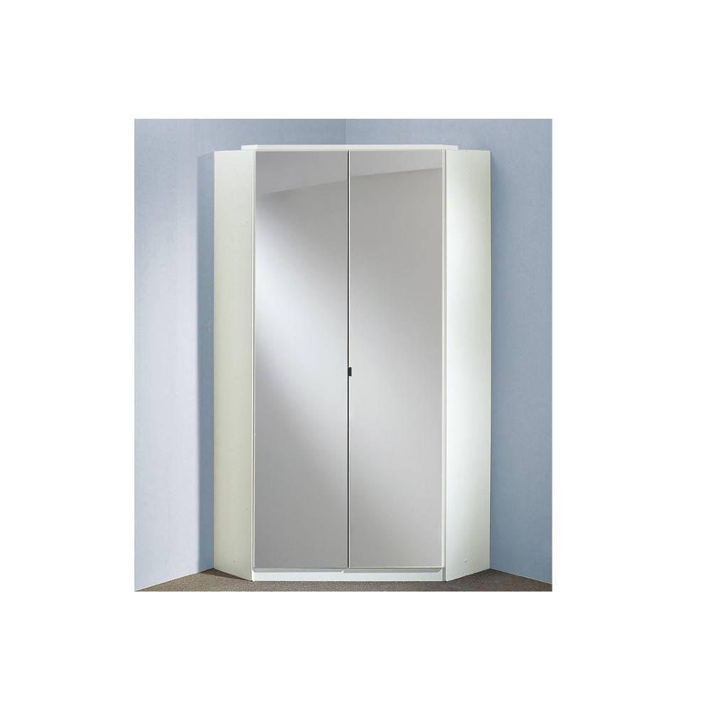Dressings et armoires, meubles et rangements, Armoire d'angle COOPER 2  portes miroirs 95* 95 coloris laqué blanc