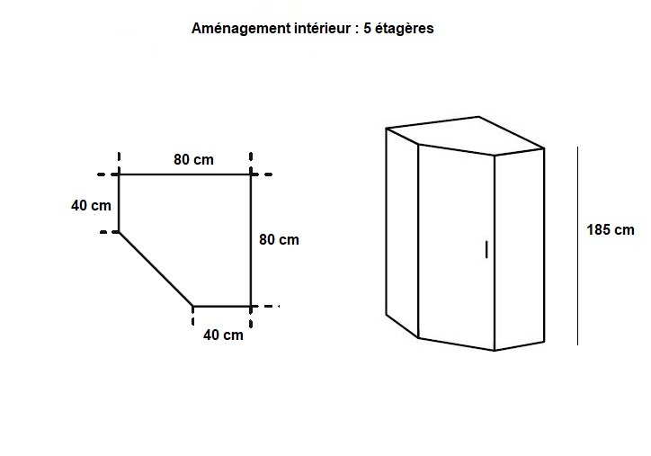 Meuble angle bas 80cm, Meuble Angle Bas, Meuble 80 cm, Meuble d'angle, Rangement  d'angle, Meuble de rangement