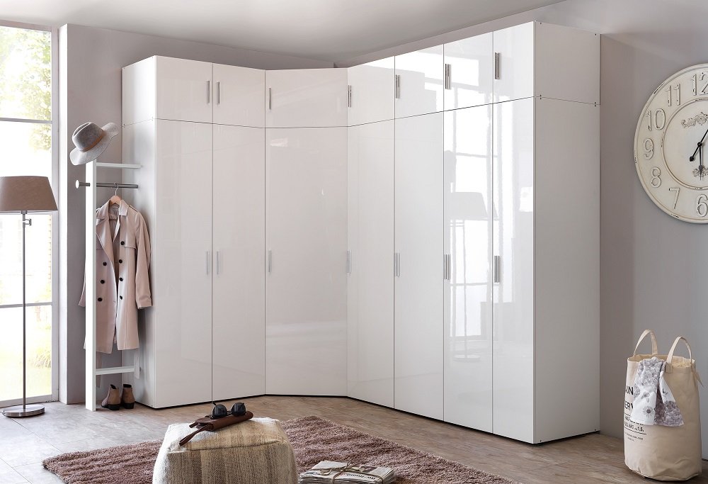 Dressings et armoires, meubles et rangements, Armoire dressing d'angle  MALTA 1 porte laquée blanc cassé 80 x 80 cm