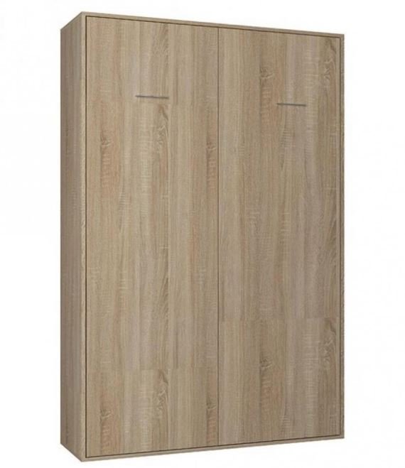 Composition armoire lit escamotable SMART-V2 chêne naturel Couchage 160 x 200 cm armoire 2 portes et terminal arrondi