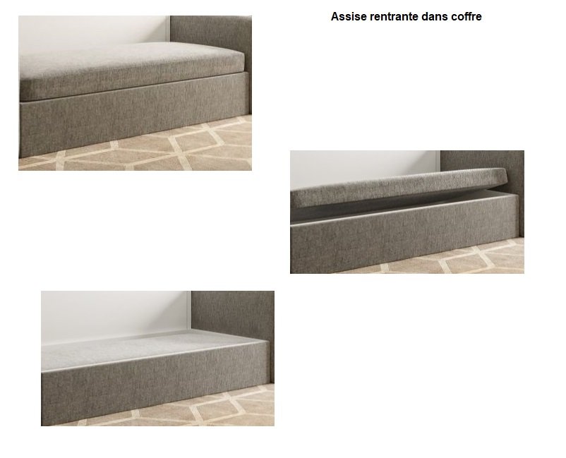 Armoire lit escamotable DJUKE SOFA blanc bandeau gris mat canapé gris 140*200 cm