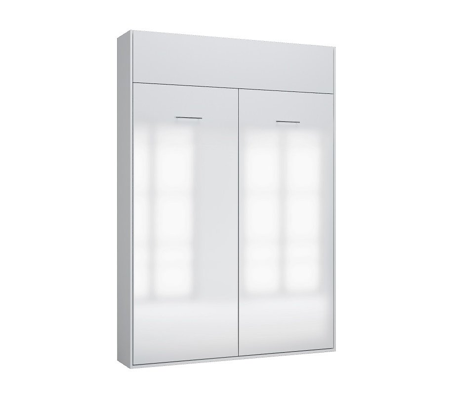 Armoire lit escamotable DYNAMO SOFA façade blanc brillant canapé rouge 140*200 cm