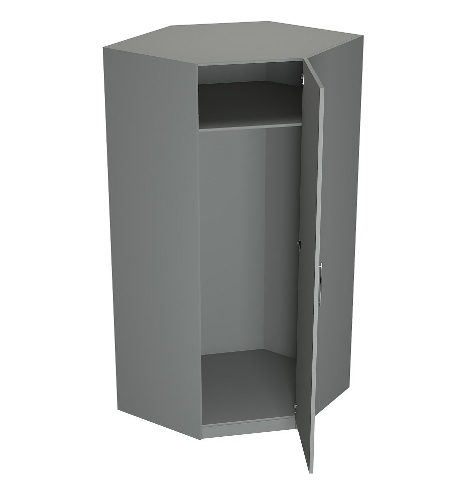 Composition armoire lit escamotable SMART-V2 gris mat Couchage 160 x 200 cm armoire 2 portes + angle