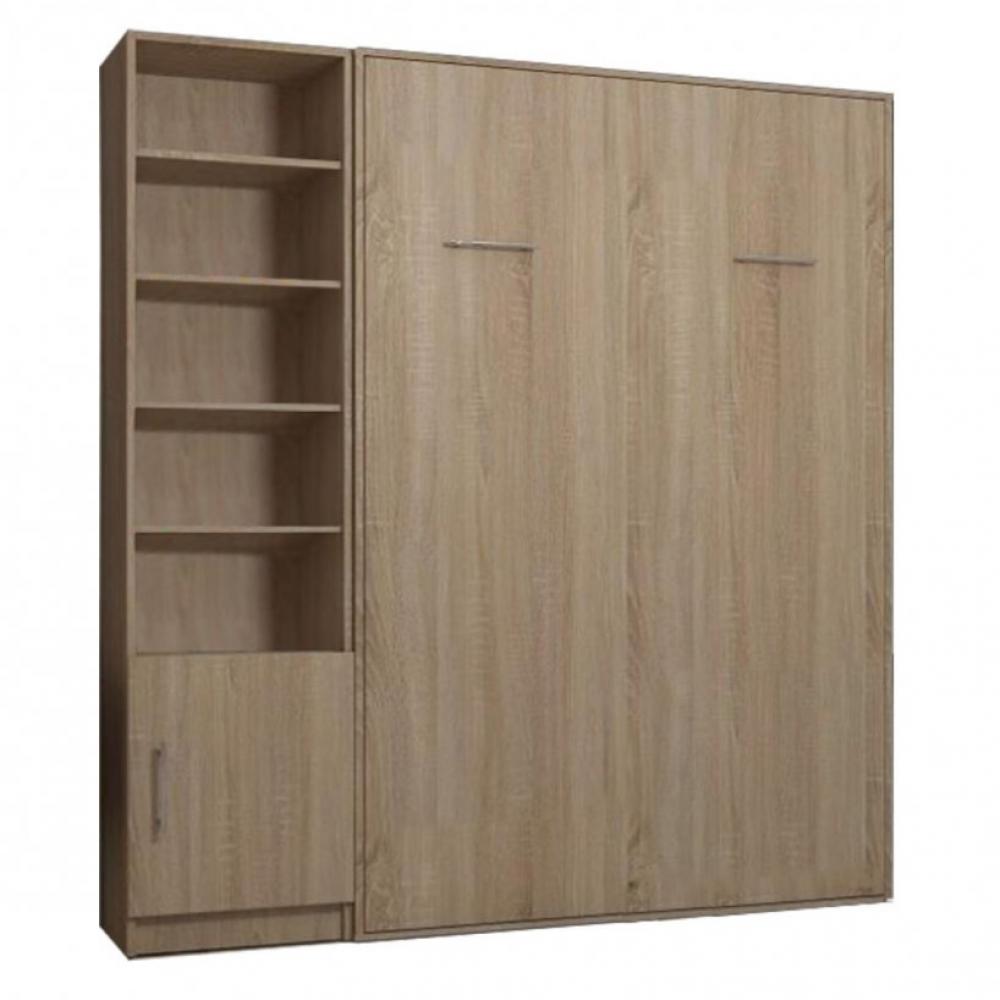 Composition armoire lit escamotable SMART-V2 chêne naturel Couchage 160 x 200 cm