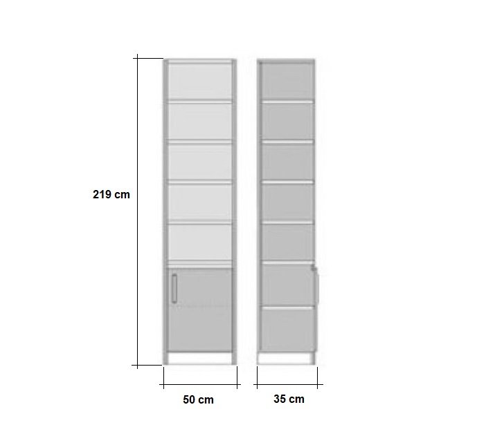 Composition armoire lit SMART-V2 façade blanc brillant 140*200 cm bibliothèque blanc mat