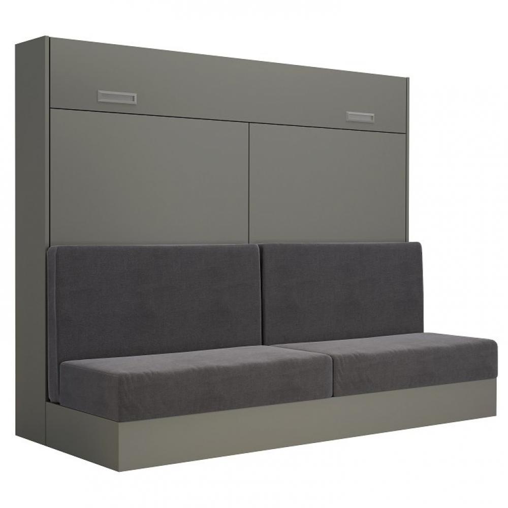 Armoire lit escamotable VERTIGO SOFA gris canapé gris couchage 160*200 cm