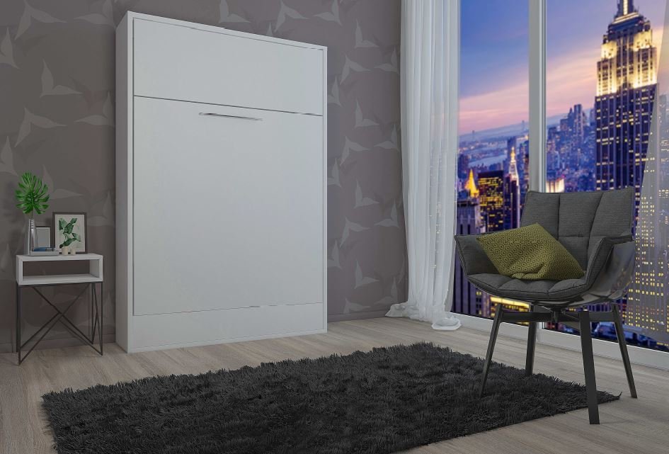 Armoire lit FIDJI Couchage 160 x 200 cm profondeur 50 cm mélaminé blanc mat