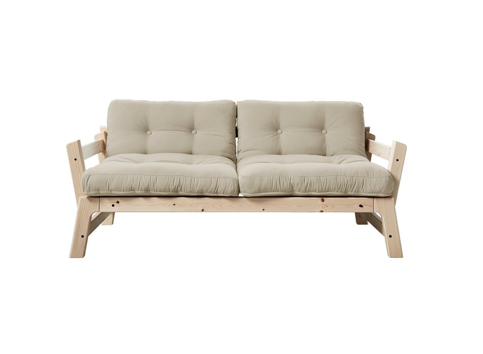 Banquette convertible futon  STEP pin massif coloris beige couchage 70*200 cm.