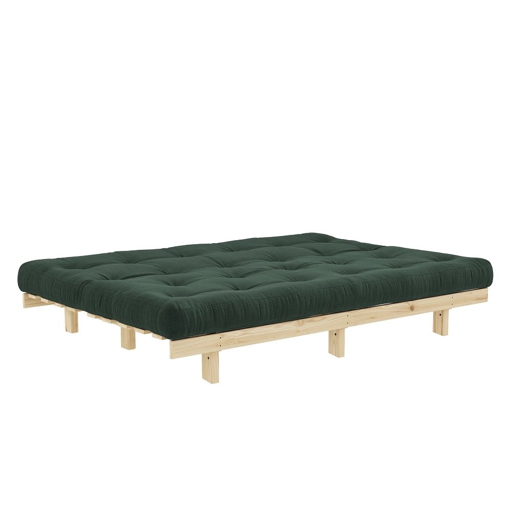 Banquette convertible futon LEAN pin coloris algue couchage 130*190 cm.