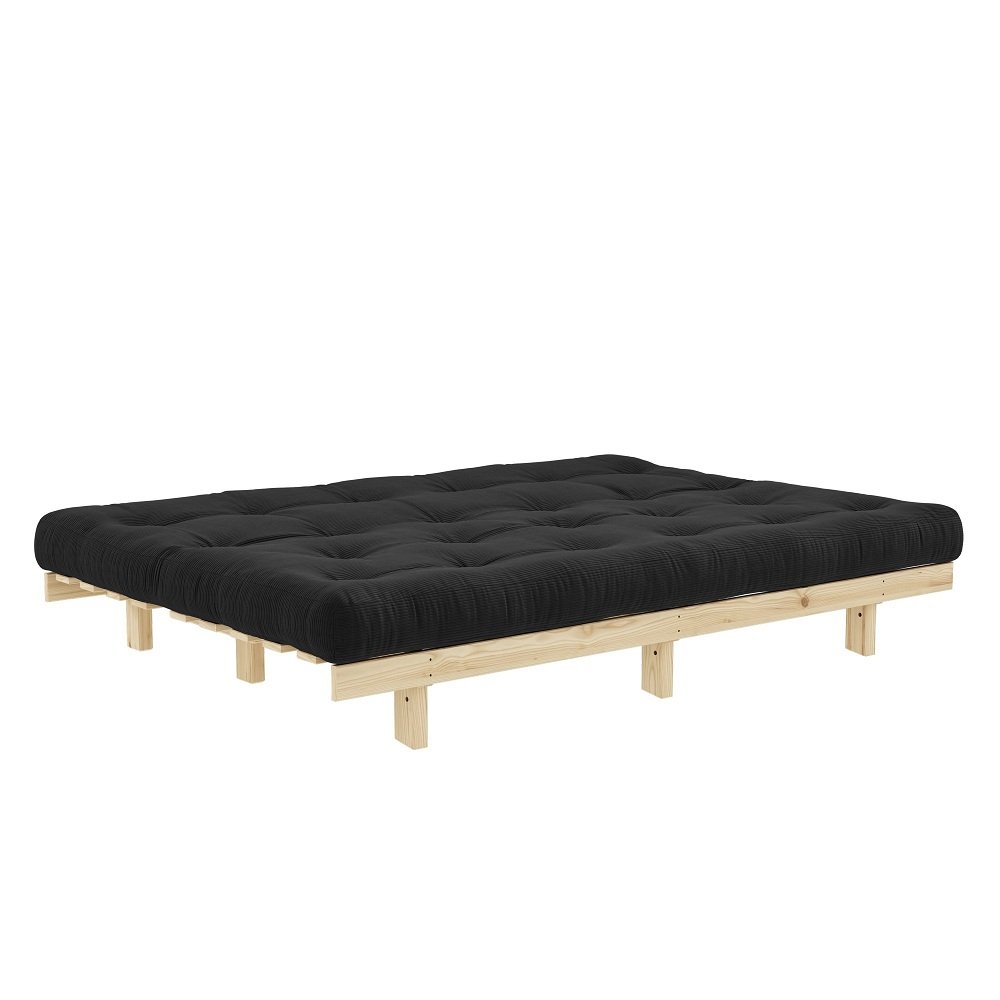 Banquette convertible futon LEAN pin coloris charbon couchage 130*190 cm.