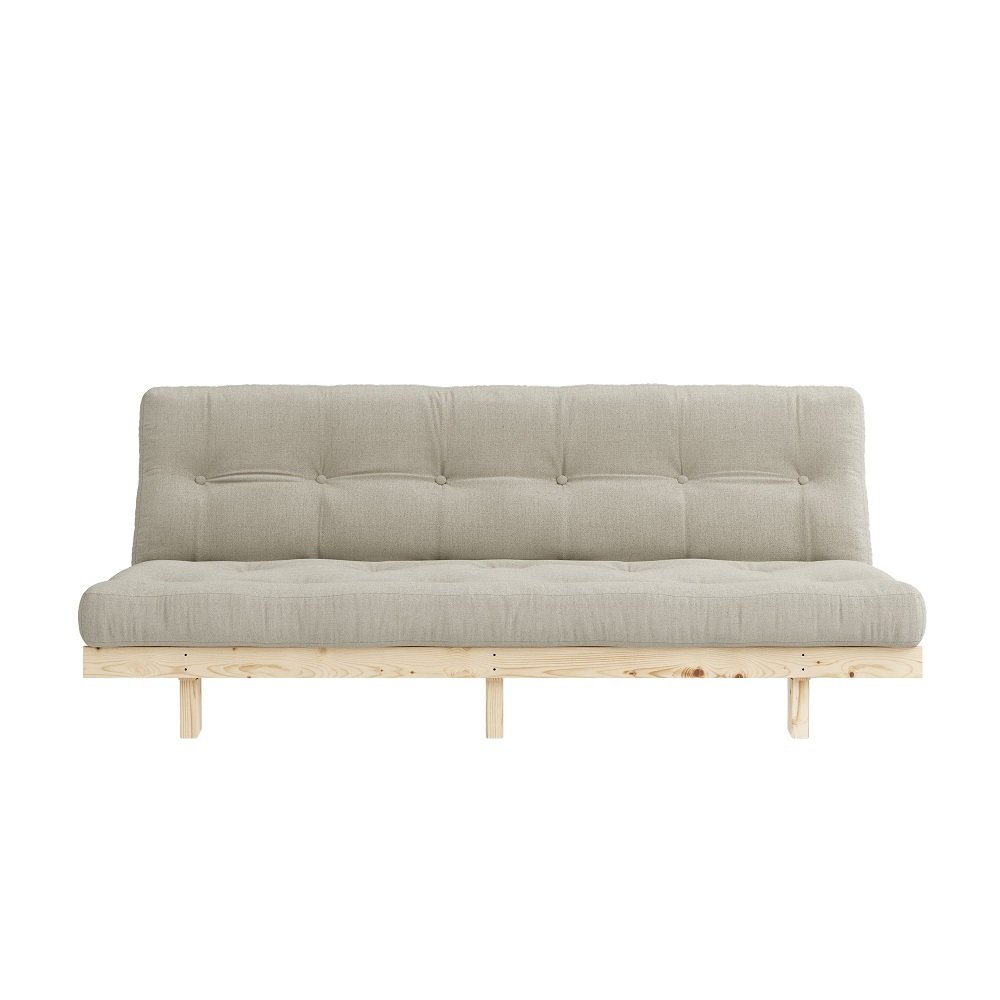 Banquette convertible futon LEAN pin coloris lin couchage 130*190 cm.