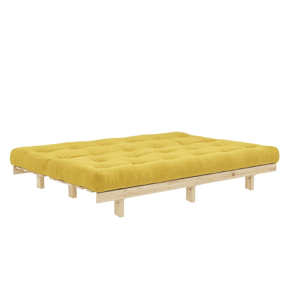 Banquette convertible futon LEAN pin coloris miel couchage 130*190 cm.