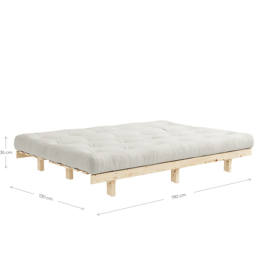 Banquette convertible futon LEAN pin coloris naturel couchage 130*190 cm.