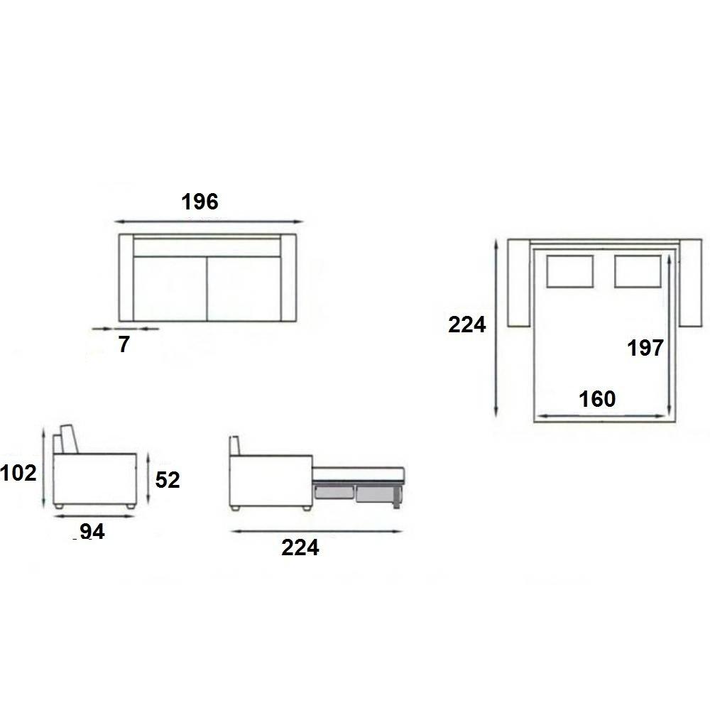 Canapé lit compact BASTILLE convertible EXPRESS 160 cm sommier lattes matelas 18cm