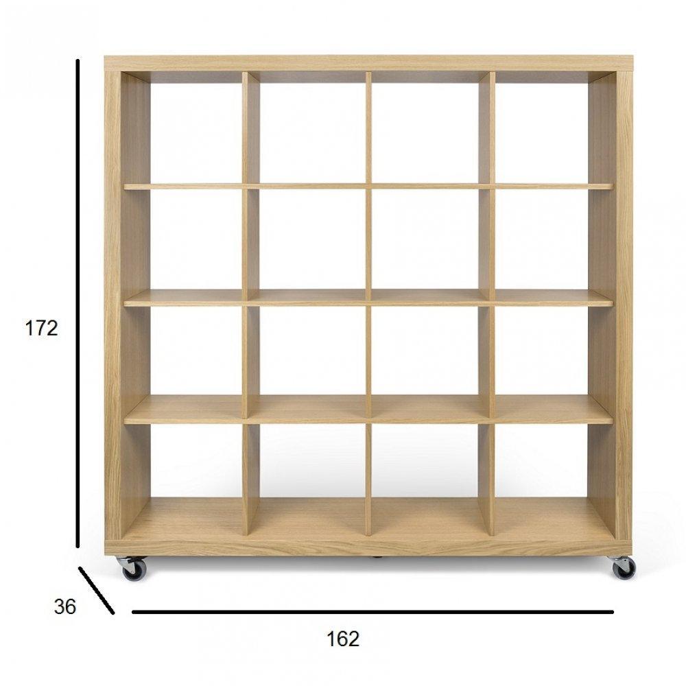 Bibliothèque design ROLLY chêne 4 x 4 cases