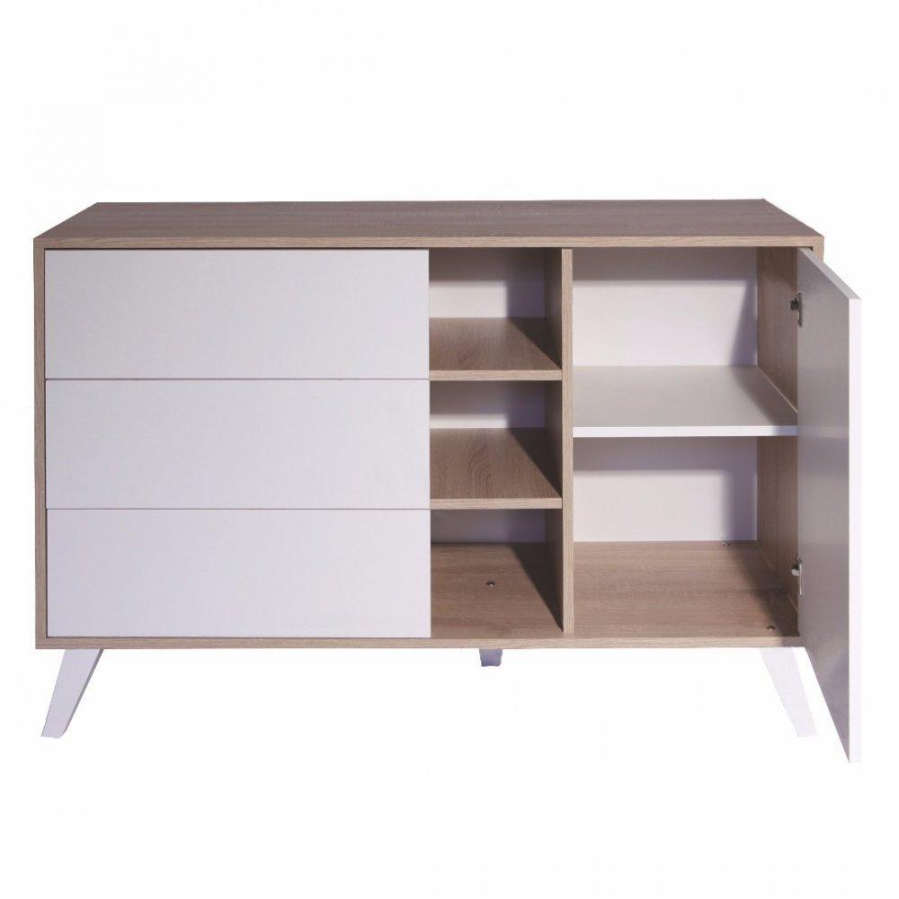 Buffet design scandinave SQUARE 1 porte 3 tiroirs blanc