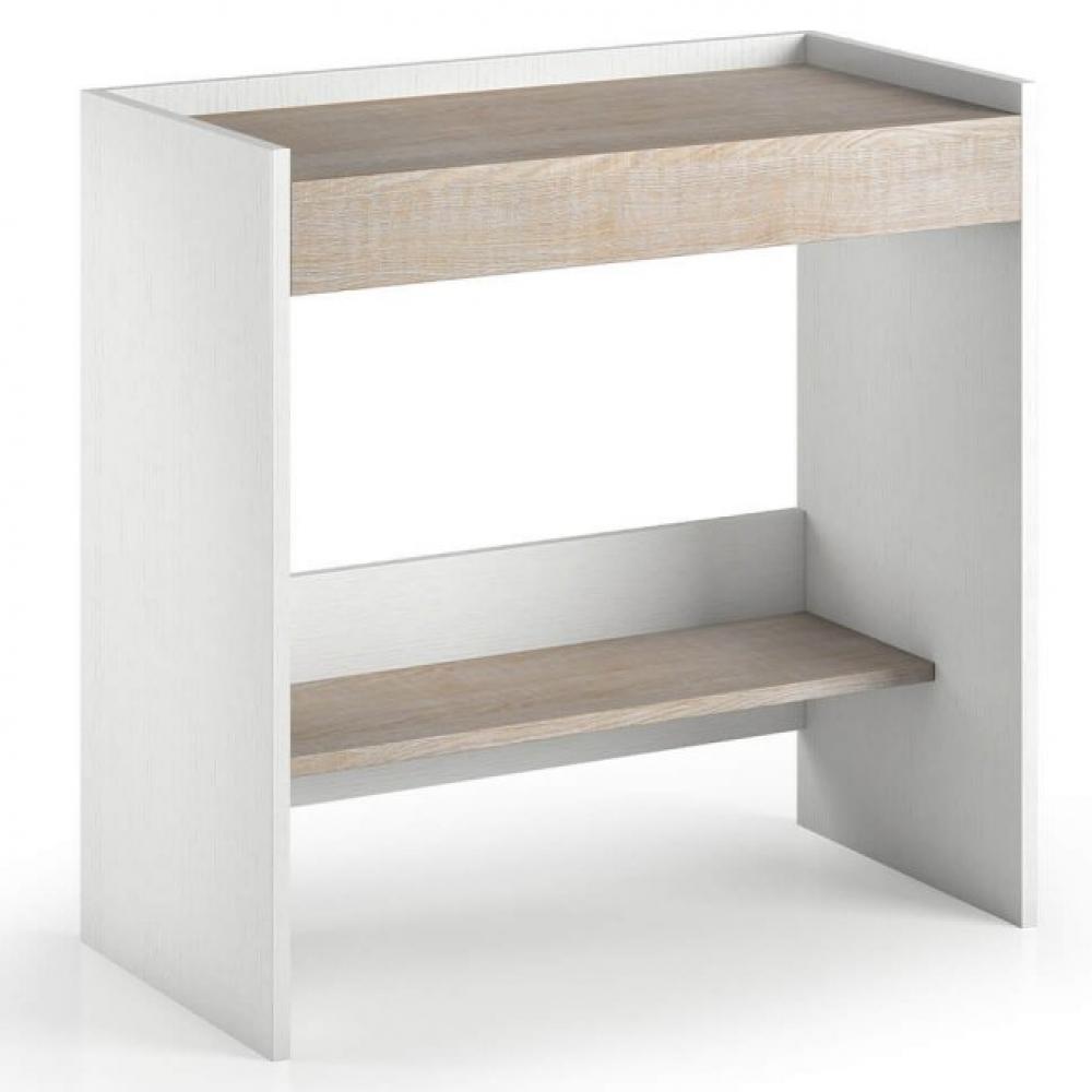 Bureau transformable DUSK plateau chêne  pied blanc 1 tiroir 