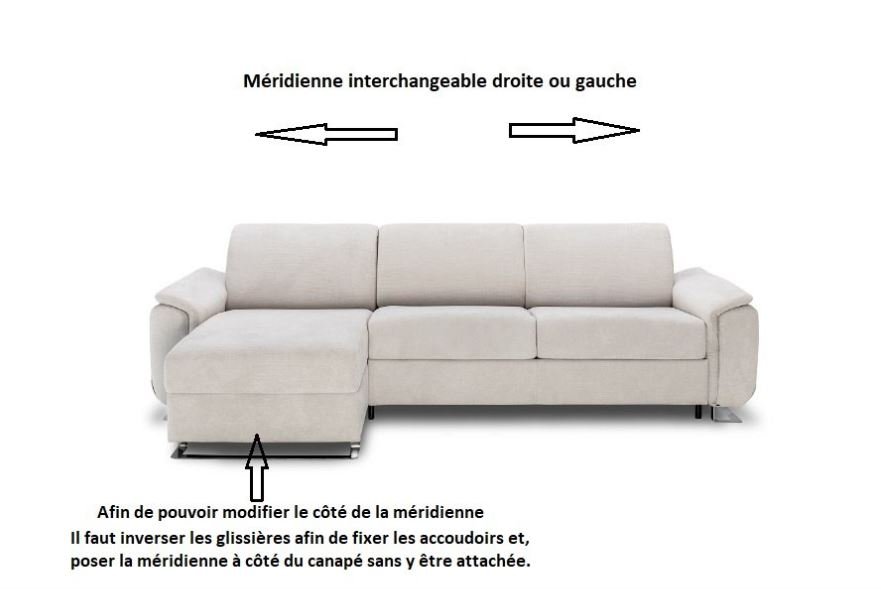 Canapé lit angle méridienne coffre 2 places SUFFREN 120 cm matelas 22 cm  express