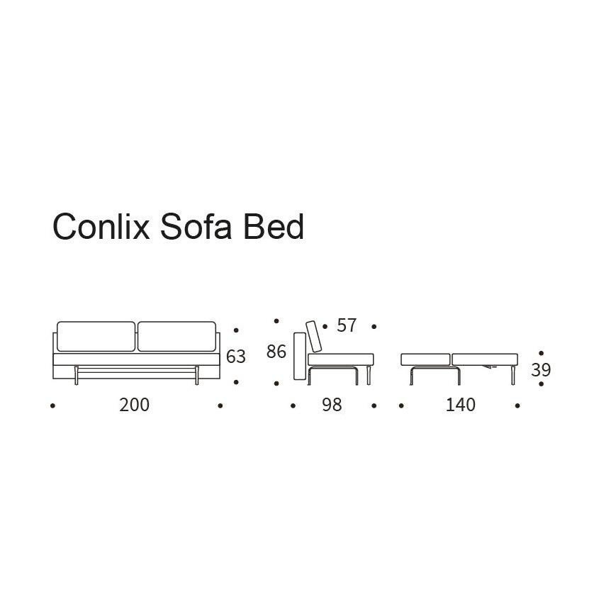 Canapé design CONLIX convertible lit 140*200 cm pieds chêne naturel, tissu cordufine beige