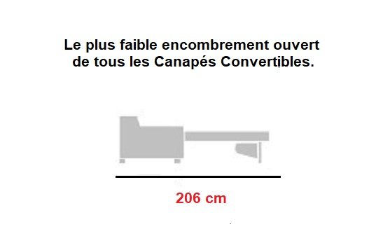 Canapé Convertible express ALBINA 160 cm déhoussable matelas 14 cm Encombrement ouvert : 206 cm 