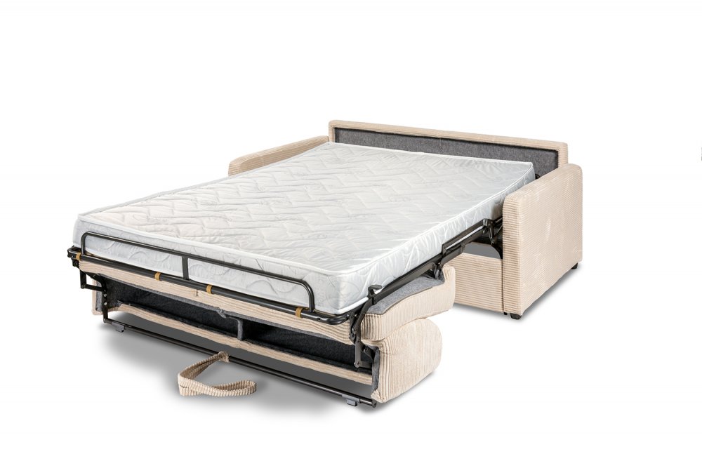 Canapé DAY mono assise convertible système EXPRESS 160cm matelas 14cm velours côtelé beige