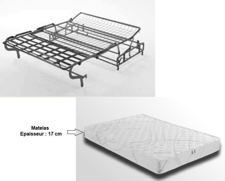 Canapé convertible express  FLORENCE couchage 140cm matelas Sogno 35 17cm 