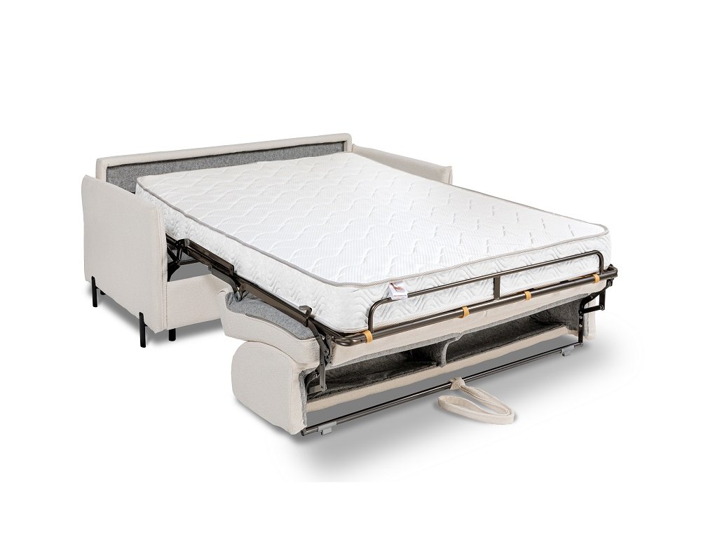 Canapé GRENELLE convertible express matelas 16 cm sommier électro 140 cm pieds métal