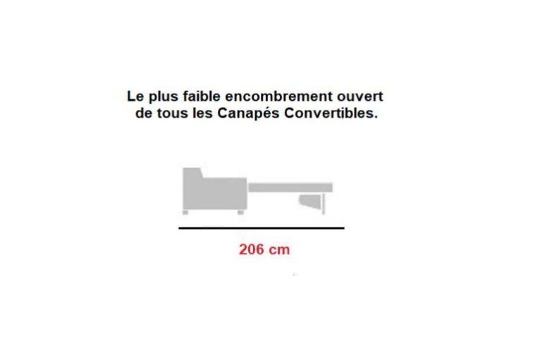 Canapé Convertible express JACK Encombrement ouvert : 207 cm couchage 140 piétement hêtre naturel.