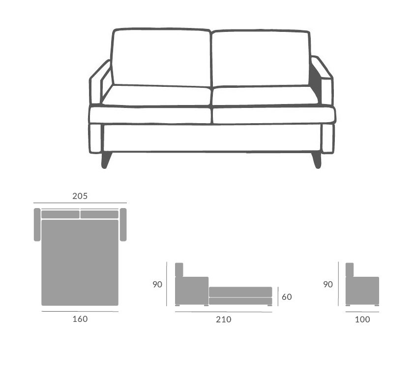 Canapé convertible EXPRESS LICEO 160*190 cm tissu personnalisable