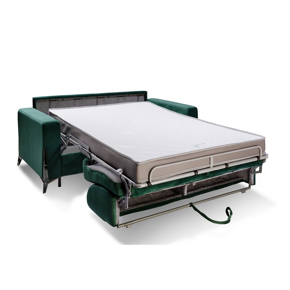 Canapé express PASSY convertible 160cm sommier lattes matelas 16cm pieds métal noir