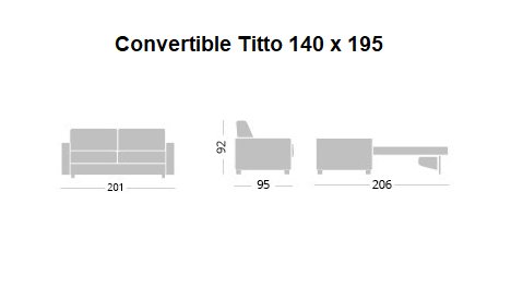 Canapé Convertible express TITO Encombrement ouvert : 206 cm couchage 160 piétement hêtre naturel.