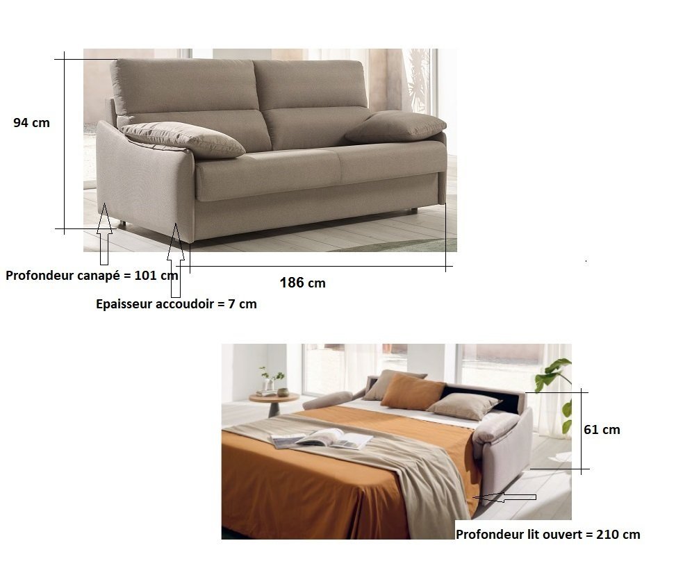 Canapé convertible express VERONE couchage 140 x 200 cm 