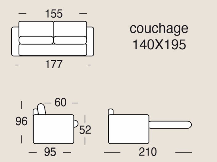 Canapé convertible express WILLY SUBITO couchage 140 cm matelas 17 cm 