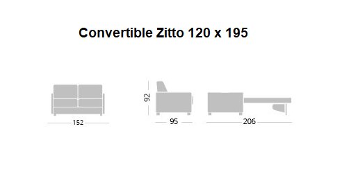 Canapé Convertible express ZITTO Encombrement ouvert : 206 cm couchage 120 piétement hêtre naturel.