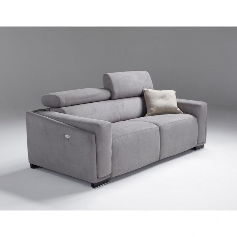 Canapé convertible lit et relax ABIGAIL couchage 100 cm cuir gris 