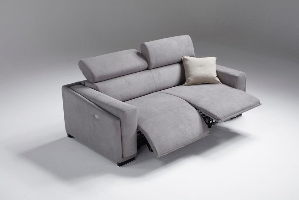 Canapé convertible lit et relax ABIGAIL couchage 160 cm cuir gris 