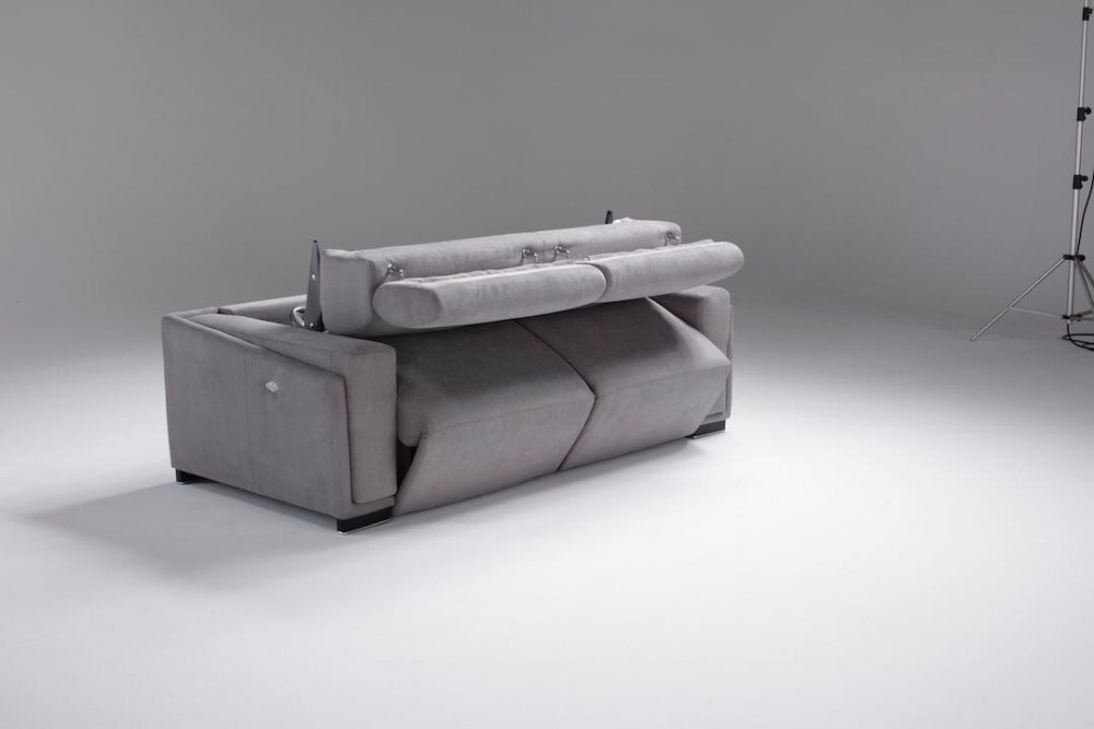 Canapé convertible lit et relax ABIGAIL couchage 160 cm cuir gris 