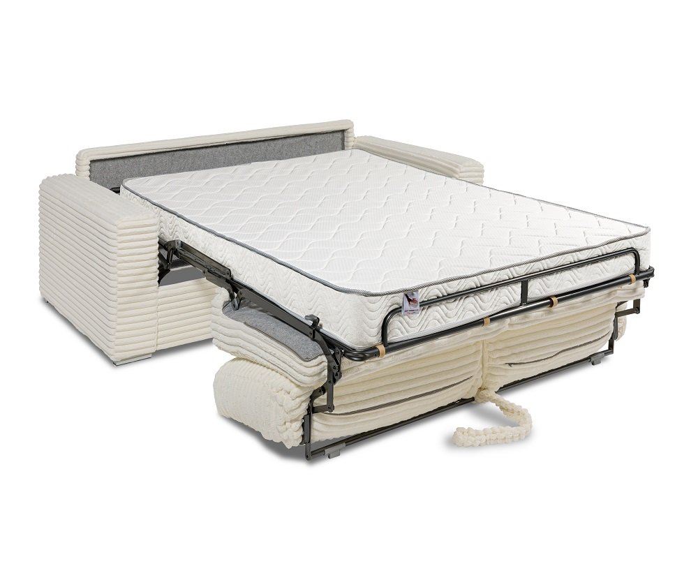 Canapé convertible EXPRESS BILBAO couchage 140 cm matelas 16 cm velours ivoire