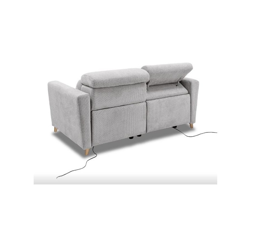 Canapé 2 places 2 relax électrique WAGRAM avec système zéro wall tweed Fashion 15 gris clair OUTLET