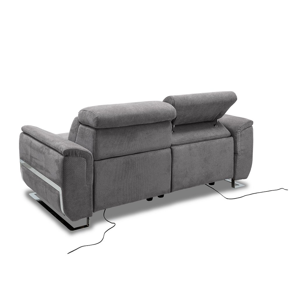 Canapé 2 places 2 relax électrique REAUMUR avec système zéro wall microfibre gris cendré