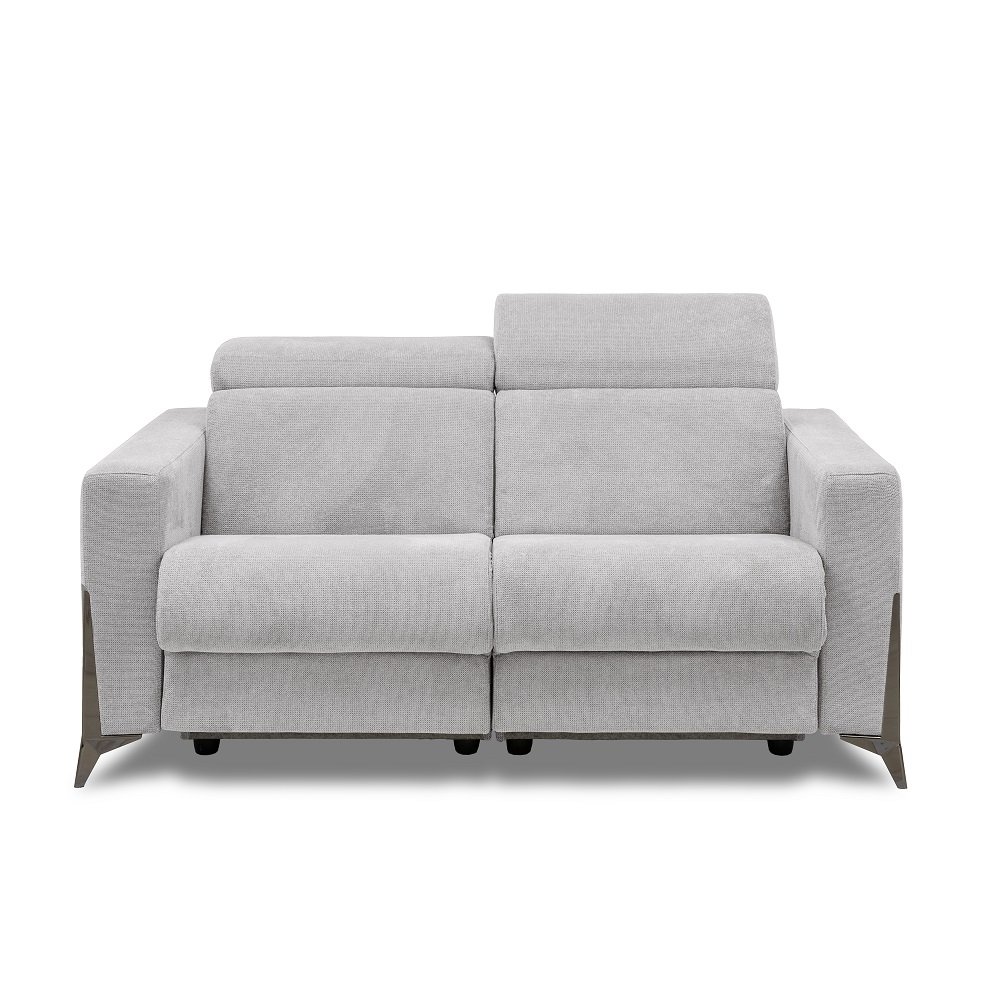 Canapé 2 places maxi relax électrique BOULOGNE avec système zéro wall microfibre gris clair